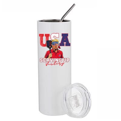 Usa Pickleball Champ Patriotic Trump & Pickleball Stainless Steel Tumbler