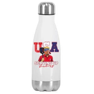 Usa Pickleball Champ Patriotic Trump & Pickleball Stainless Steel Insulated Water Bottle