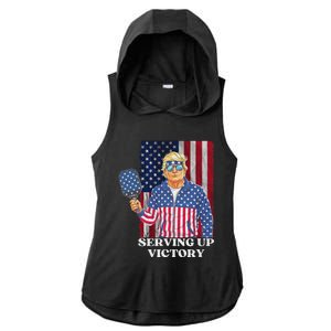 Usa Pickleball Champ Patriotic Trump Political Ladies PosiCharge Tri-Blend Wicking Draft Hoodie Tank