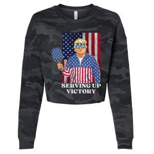 Usa Pickleball Champ Patriotic Trump Political Cropped Pullover Crew