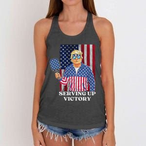 Usa Pickleball Champ Patriotic Trump Political Women's Knotted Racerback Tank