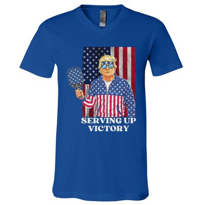 Usa Pickleball Champ Patriotic Trump Political V-Neck T-Shirt