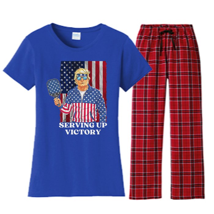 Usa Pickleball Champ Patriotic Trump Political Women's Flannel Pajama Set