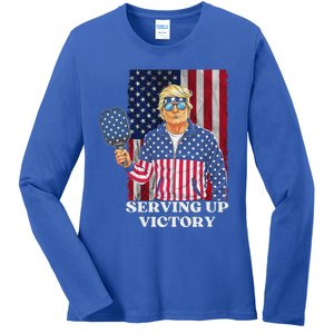 Usa Pickleball Champ Patriotic Trump Political Ladies Long Sleeve Shirt