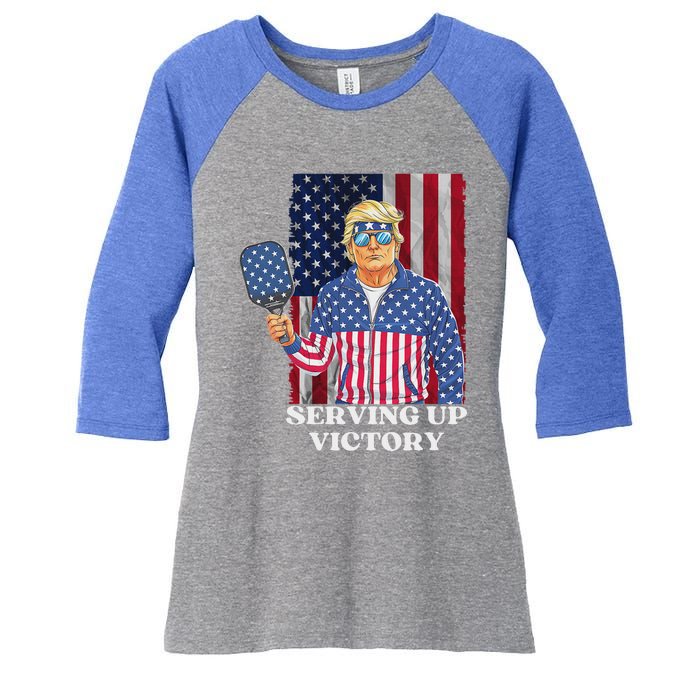 Usa Pickleball Champ Patriotic Trump Political Women's Tri-Blend 3/4-Sleeve Raglan Shirt