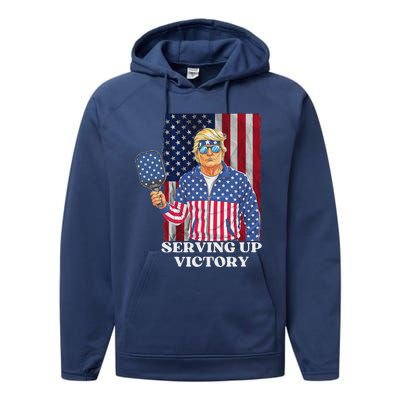 Usa Pickleball Champ Patriotic Trump Political Performance Fleece Hoodie