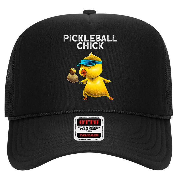 Unique Pickleball Design For Women Pickle Ball Player High Crown Mesh Back Trucker Hat