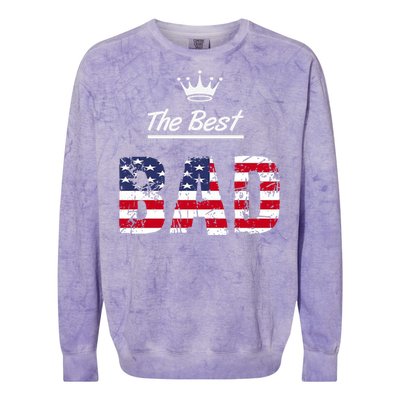 Usa Patriotic Dad Day American Flag Colorblast Crewneck Sweatshirt