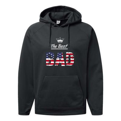 Usa Patriotic Dad Day American Flag Performance Fleece Hoodie