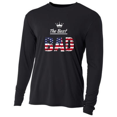 Usa Patriotic Dad Day American Flag Cooling Performance Long Sleeve Crew