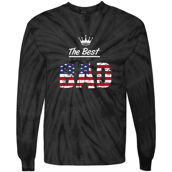 Usa Patriotic Dad Day American Flag Tie-Dye Long Sleeve Shirt