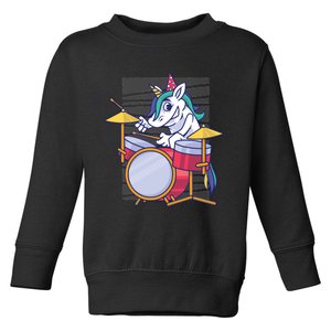 Unicorn Playing Drum Toddler Sweatshirt