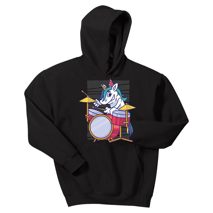 Unicorn Playing Drum Kids Hoodie