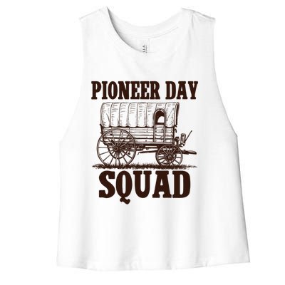 Utah Pioneer Day Squad Cool Gift Women's Racerback Cropped Tank