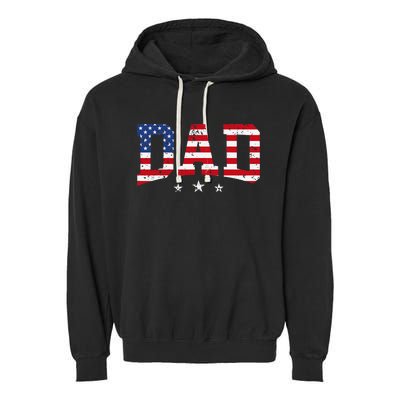 USA Patriotic Dad Father's Day American Flag 4th Of July Dad Garment-Dyed Fleece Hoodie