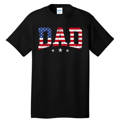 USA Patriotic Dad Father's Day American Flag 4th Of July Dad Tall T-Shirt