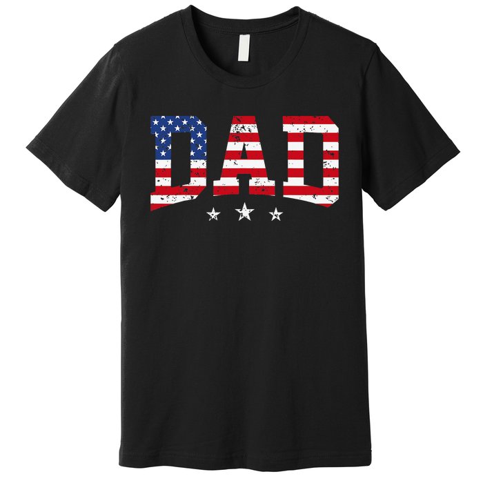 USA Patriotic Dad Father's Day American Flag 4th Of July Dad Premium T-Shirt