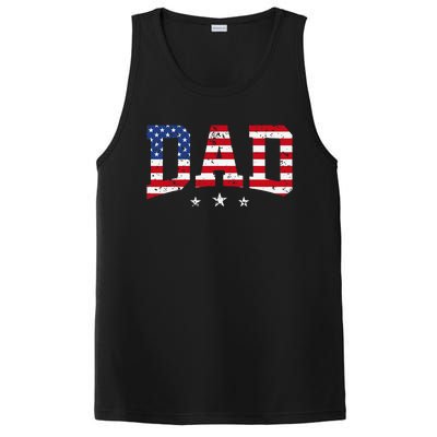 USA Patriotic Dad Father's Day American Flag 4th Of July Dad PosiCharge Competitor Tank