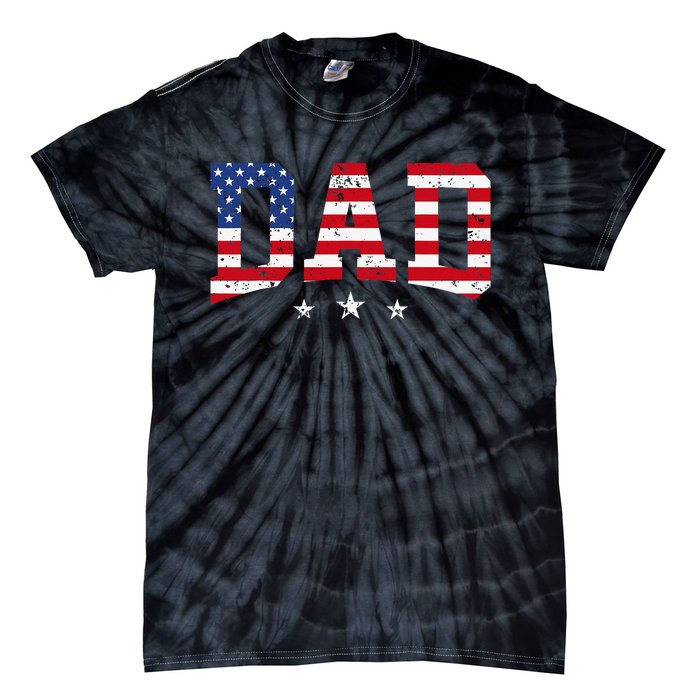 USA Patriotic Dad Father's Day American Flag 4th Of July Dad Tie-Dye T-Shirt