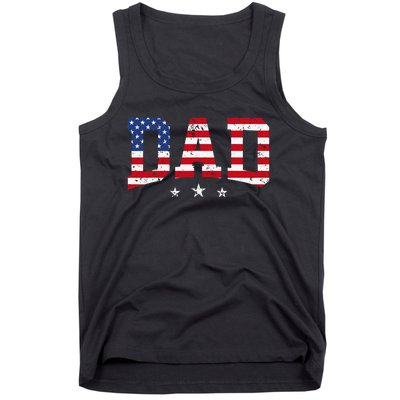 USA Patriotic Dad Father's Day American Flag 4th Of July Dad Tank Top