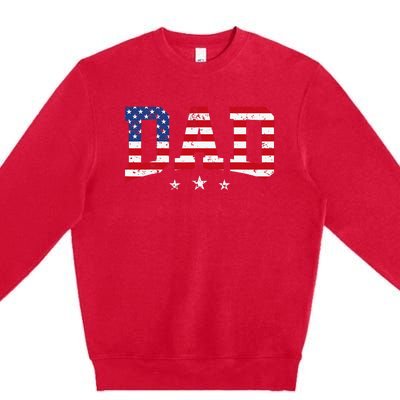 USA Patriotic Dad Father's Day American Flag 4th Of July Dad Premium Crewneck Sweatshirt