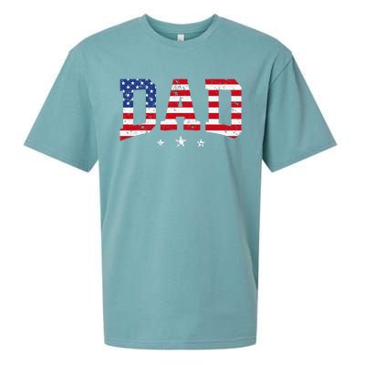 USA Patriotic Dad Father's Day American Flag 4th Of July Dad Sueded Cloud Jersey T-Shirt