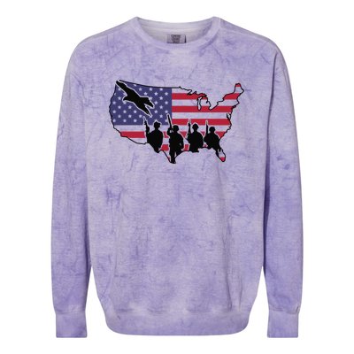 US Patriotic Eagle Soldier  Military Colorblast Crewneck Sweatshirt