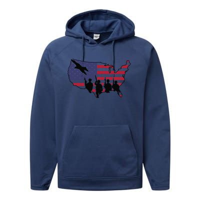 US Patriotic Eagle Soldier  Military Performance Fleece Hoodie