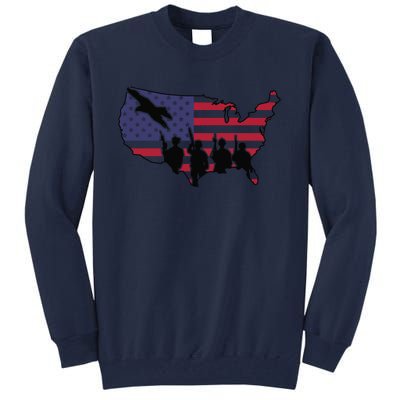 US Patriotic Eagle Soldier  Military Tall Sweatshirt