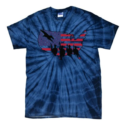 US Patriotic Eagle Soldier  Military Tie-Dye T-Shirt