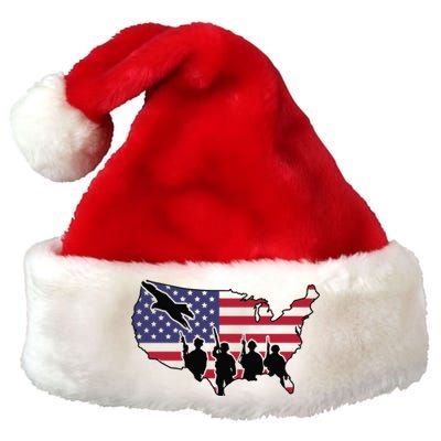 US Patriotic Eagle Soldier  Military Premium Christmas Santa Hat