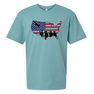 US Patriotic Eagle Soldier  Military Sueded Cloud Jersey T-Shirt