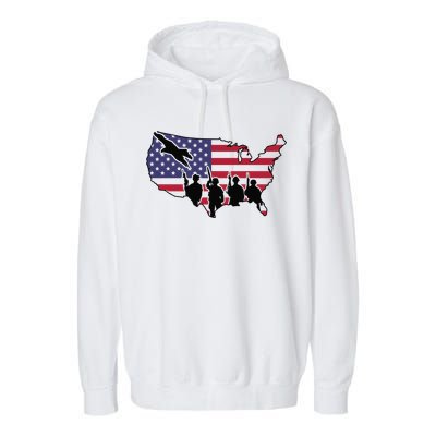 US Patriotic Eagle Soldier  Military Garment-Dyed Fleece Hoodie