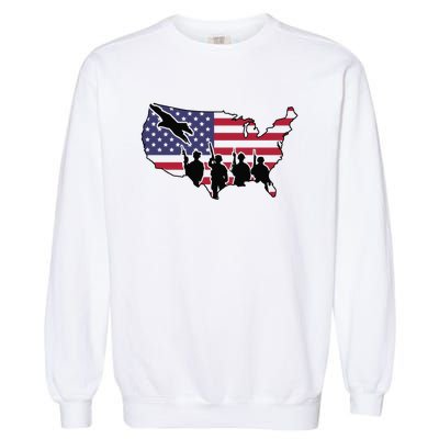 US Patriotic Eagle Soldier  Military Garment-Dyed Sweatshirt