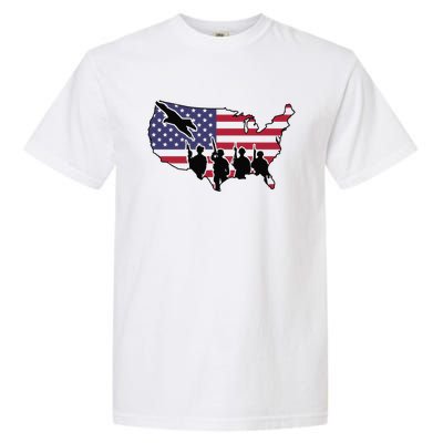 US Patriotic Eagle Soldier  Military Garment-Dyed Heavyweight T-Shirt