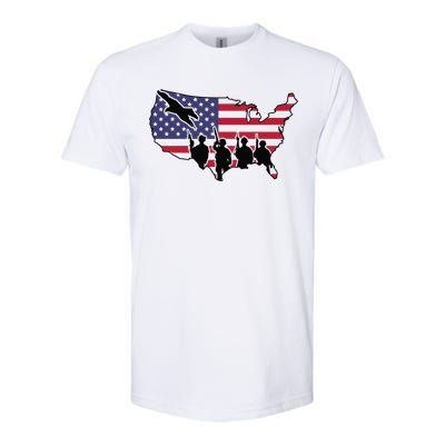 US Patriotic Eagle Soldier  Military Softstyle CVC T-Shirt