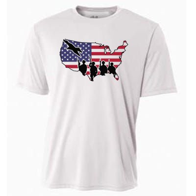 US Patriotic Eagle Soldier  Military Cooling Performance Crew T-Shirt