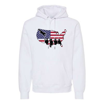 US Patriotic Eagle Soldier  Military Premium Hoodie