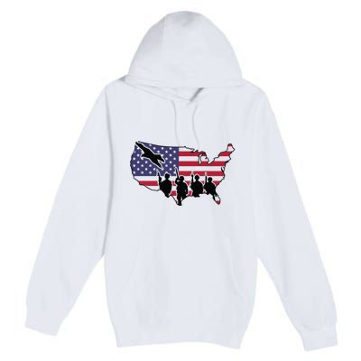 US Patriotic Eagle Soldier  Military Premium Pullover Hoodie