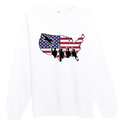 US Patriotic Eagle Soldier  Military Premium Crewneck Sweatshirt