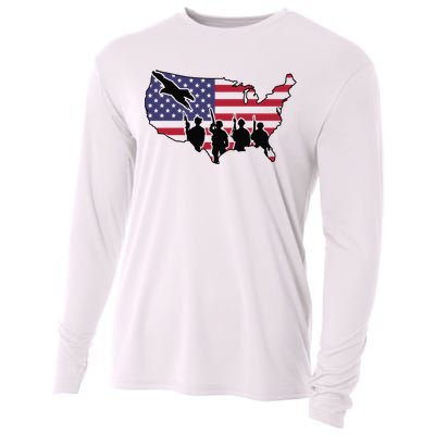 US Patriotic Eagle Soldier  Military Cooling Performance Long Sleeve Crew