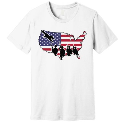 US Patriotic Eagle Soldier  Military Premium T-Shirt