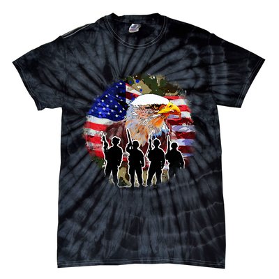 US Patriotic Eagle Soldier  Military Tie-Dye T-Shirt