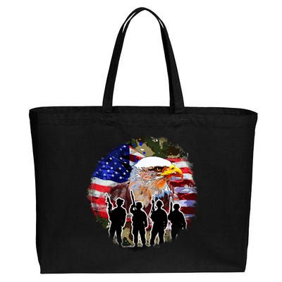 US Patriotic Eagle Soldier  Military Cotton Canvas Jumbo Tote