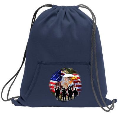 US Patriotic Eagle Soldier  Military Sweatshirt Cinch Pack Bag