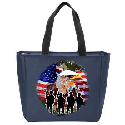 US Patriotic Eagle Soldier  Military Zip Tote Bag