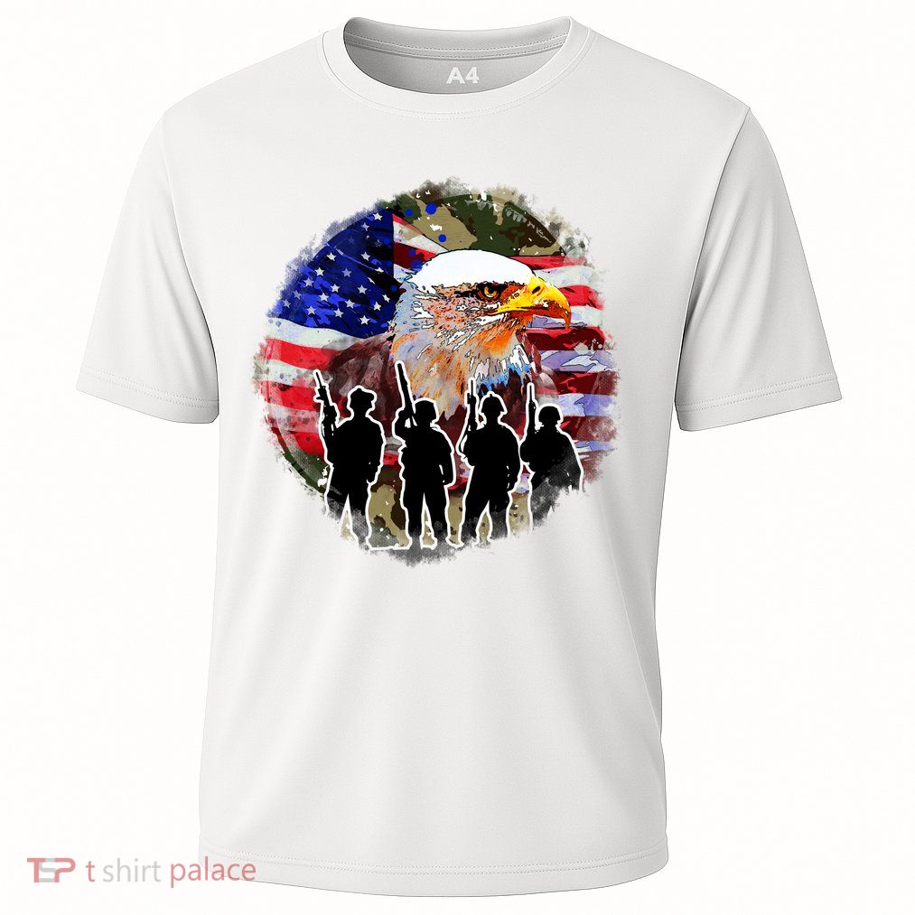 US Patriotic Eagle Soldier  Military Performance Shirt