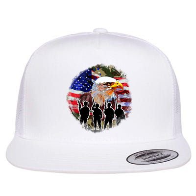 US Patriotic Eagle Soldier  Military Flatbill Hat