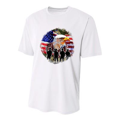 US Patriotic Eagle Soldier  Military Youth Performance Sprint T-Shirt