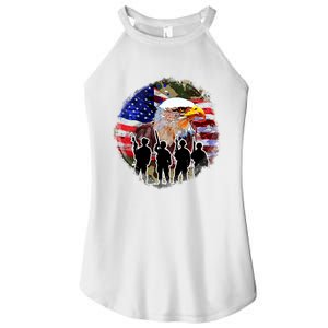 US Patriotic Eagle Soldier  Military Women's Perfect Tri Rocker Tank